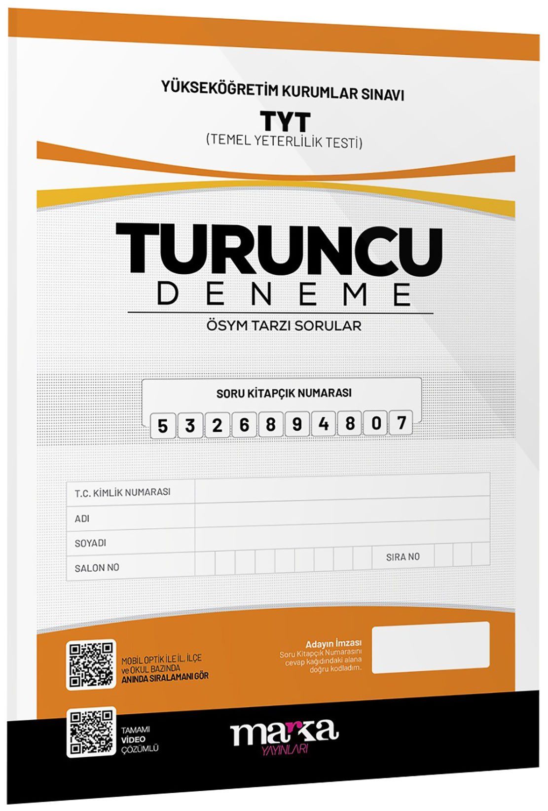 Marka 2025 YKS TYT Turuncu Deneme Video Çözümlü Marka Yayınları