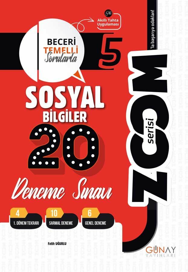 Günay Yayınları 5.Sınıf Zoom Sosyal Bilgiler 20’li Branş Denemeler