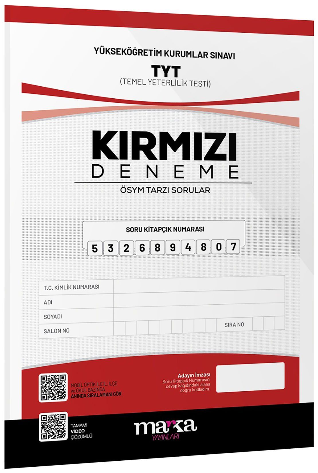 Marka 2025 YKS TYT Kırmızı Deneme Video Çözümlü Marka Yayınları