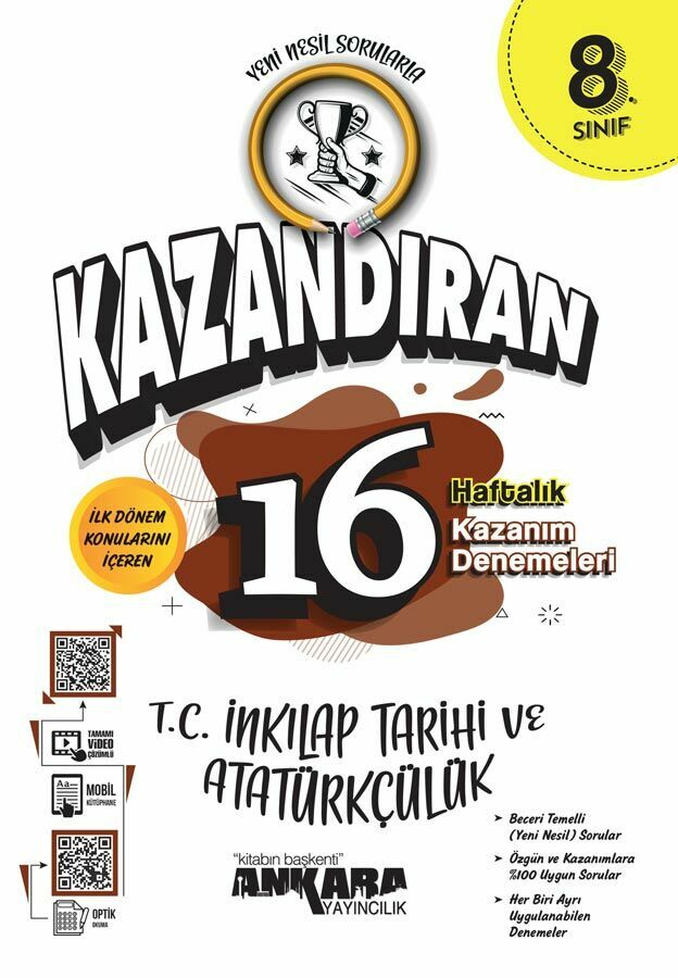 Ankara Yayıncılık 8. Sınıf LGS T.C İnkılap Tarihi ve Atatürk Kazandıran 16 Haftalık Kazanım Denemeleri