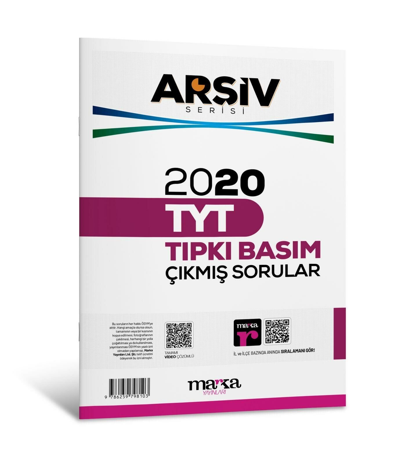 2020 TYT ARŞİV SERİSİ Tıpkı Basım Çıkmış Sorular Tamamı Video Çözümlü Marka Yayınları