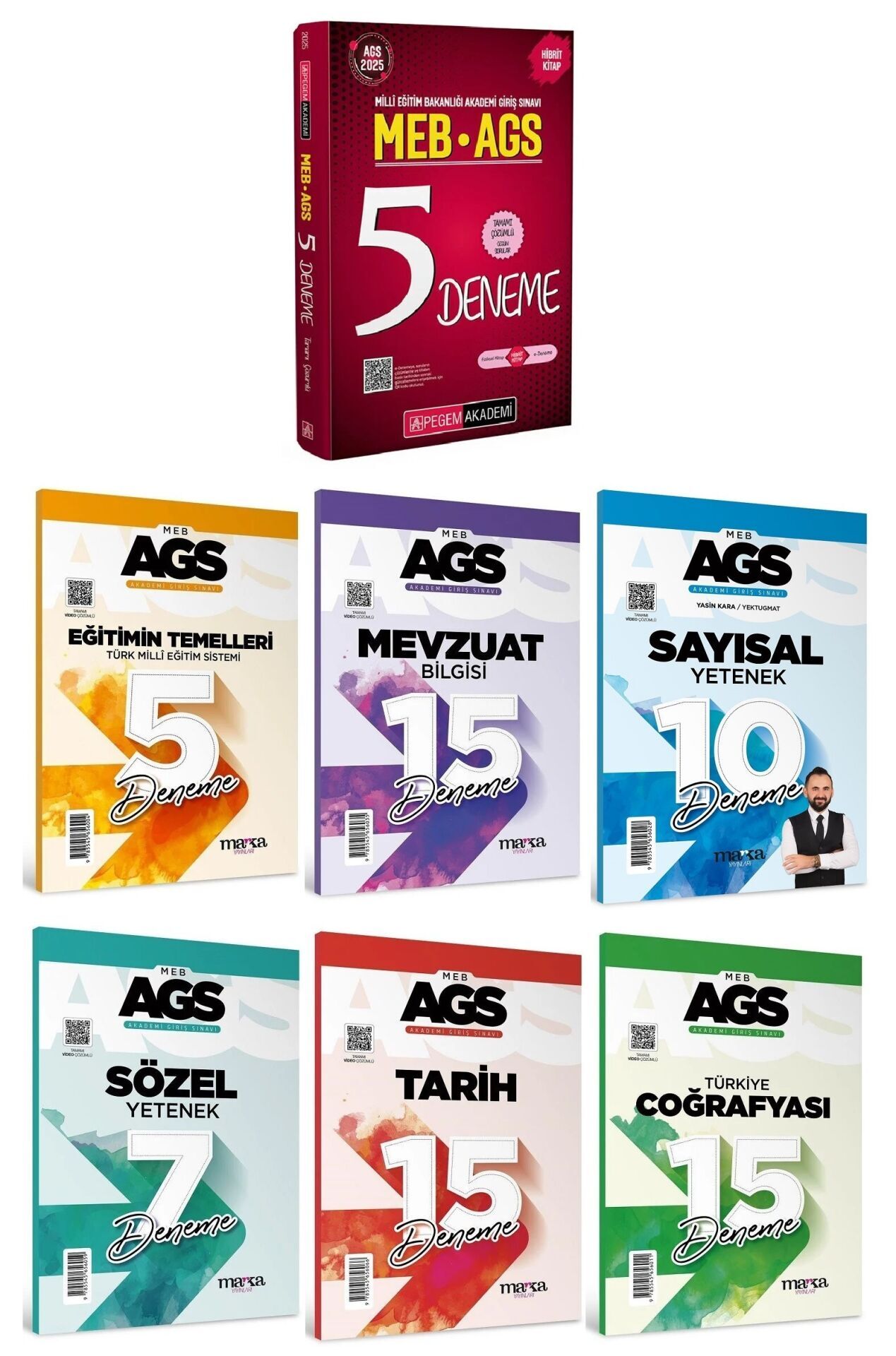 Pegem + Marka 2025 MEB-AGS Tüm Dersler 5+67 Deneme 7 li Set Pegem Akademi + Marka Yayınları