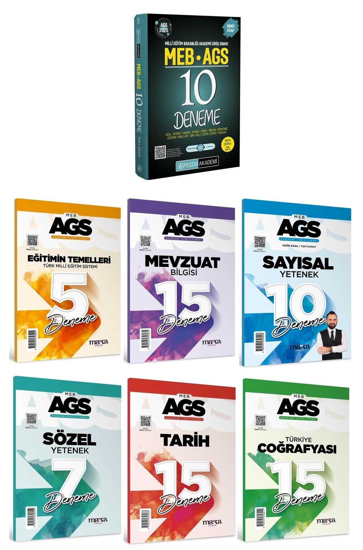 Pegem + Marka 2025 MEB-AGS Tüm Dersler 10+67 Deneme 7 li Set Pegem Akademi + Marka Yayınları