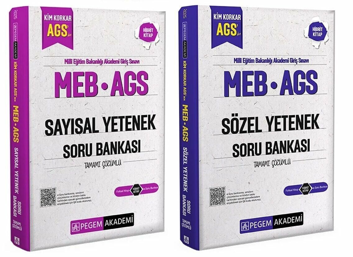 Pegem 2025 MEB-AGS Sayısal + Sözel Yetenek Soru Bankası 2 li Set Pegem Akademi Yayınları