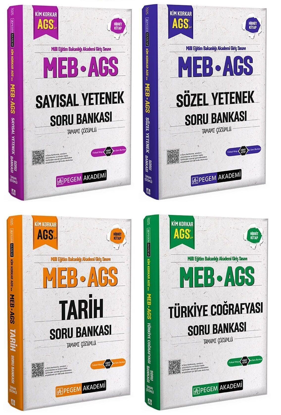 Pegem 2025 MEB-AGS Sayısal + Sözel Yetenek + Tarih + Türkiye Coğrafyası Soru Bankası 4 lü Set Pegem Akademi Yayınları