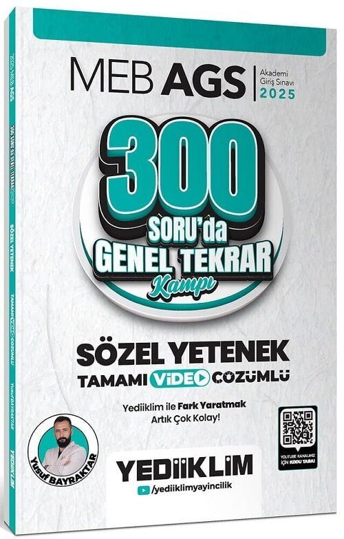 Yediiklim 2025 MEB-AGS Sözel Yetenek 300 Soruda Genel Tekrar Kampı Çözümlü - Yusuf Bayraktar Yediiklim Yayınları
