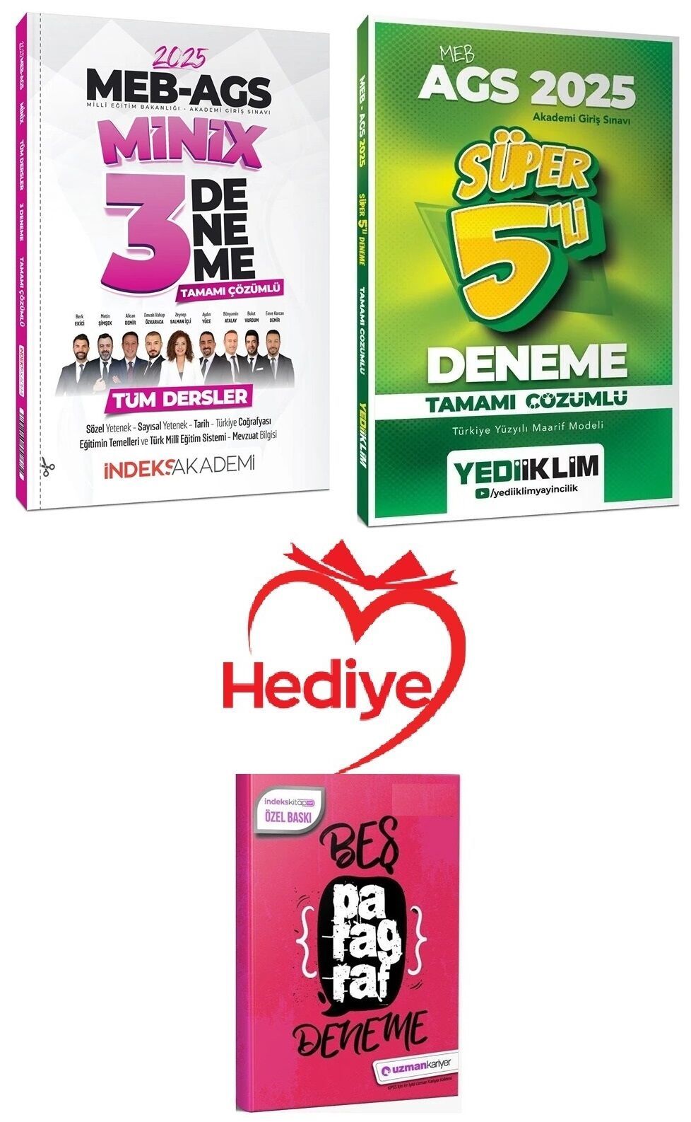 Yediiklim + İndeks 2025 MEB-AGS Tüm Dersler Süper 5+3 Deneme 2 li Set Yediiklim + İndeks Akademi Yayınları - HEDİYELİ