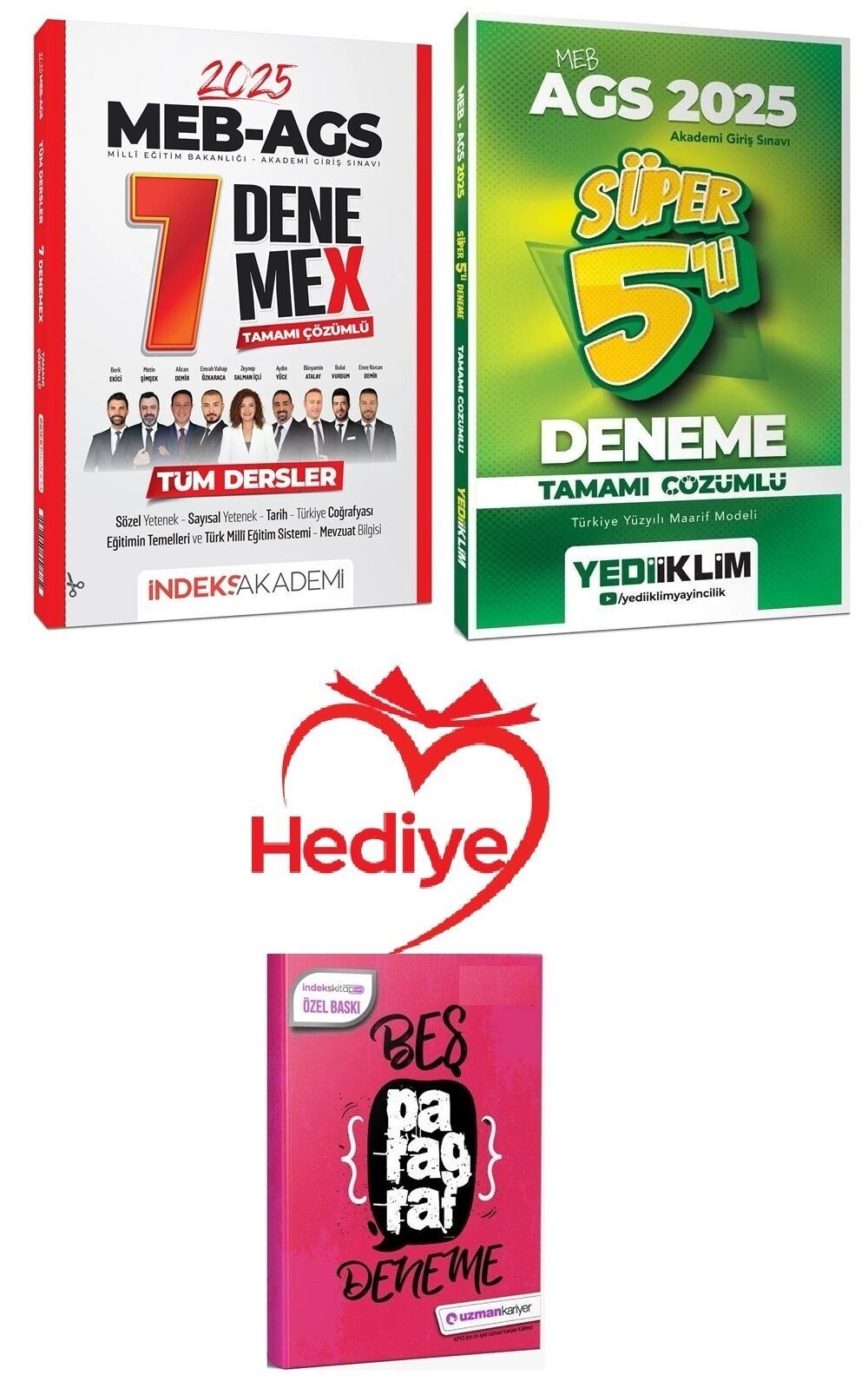 Yediiklim + İndeks 2025 MEB-AGS Tüm Dersler Süper 5+7 Deneme 2 lİ Set Yediiklim + İndeks Akademi Yayınları - HEDİYELİ