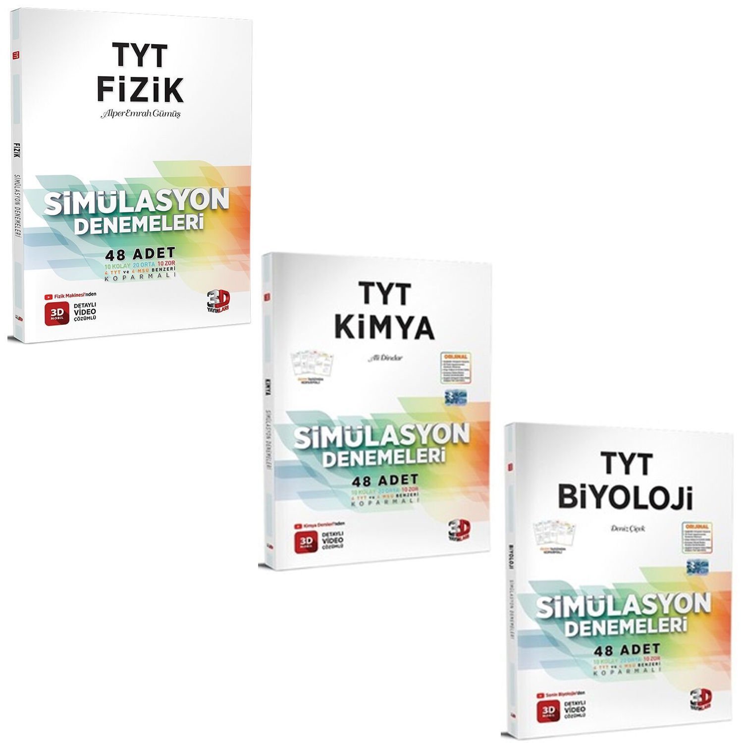 2023 3D Yayınları TYT Fizik Kimya Biyoloji Simülasyon Deneme Seti 3 Kitap