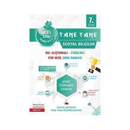 Nartest Yayınları 7. Sınıf Yeşil Tane Tane Sosyal Bilgiler Soru Bankası