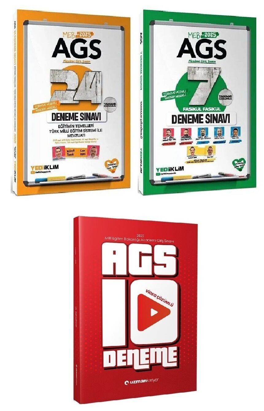 Yediiklim + Uzman 2025 MEB-AGS Eğitimin Temelleri ile Mevzuatı 24 + 7 + 10 Deneme 3 lü Set