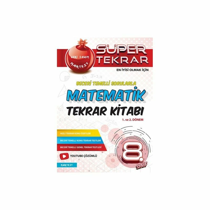 Nartest Yayınları 8. Sınıf Kırmızı Matematik Soru Bankası Süper Tekrar Kitabı