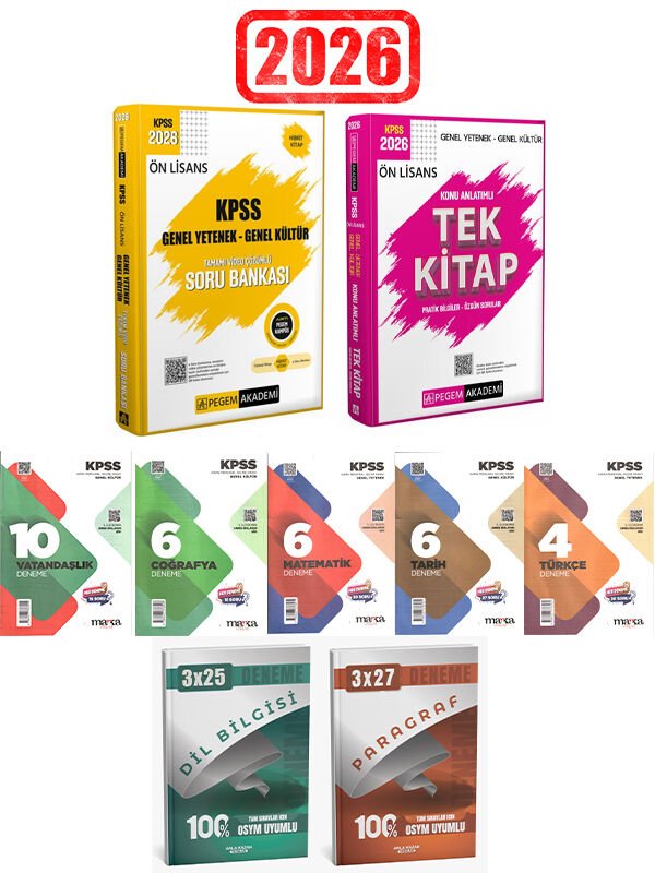 Pegem + Anla Kazan 2026 KPSS Ön Lisans Tek Kitap Konu + Soru + Marka Deneme + Anla Kazan Deneme 9lu