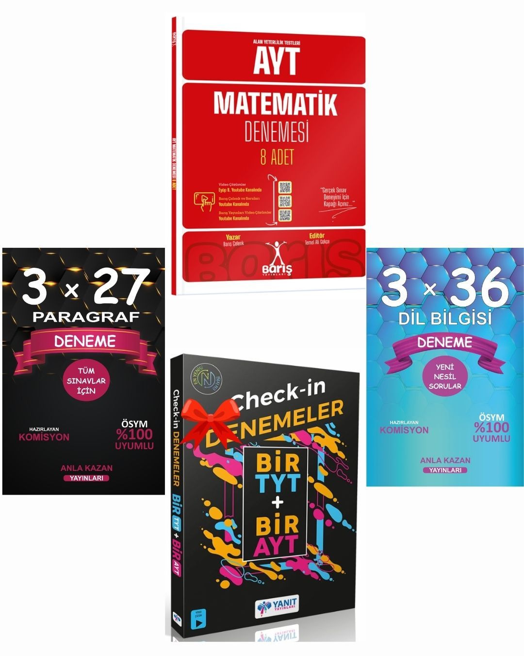 Anla Kazan Deneme + Barış AYT Matematik Deneme + Yanıt 1 TYT 1 AYT Deneme 4 lü Seti