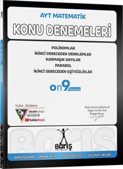 Barış Yayınları AYT Matematik Polinomlar İkinci Dereceden Denklemler Eşitsizlikler Karmaşık Sayılar Parabol Konu Denemeleri