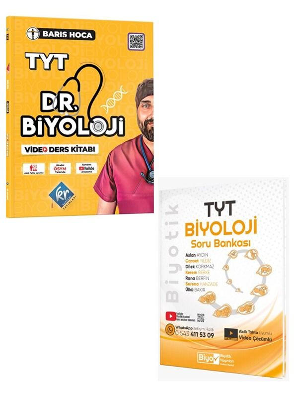 Biyotik Yayınları 2025 TYT Biyoloji Soru ve KR Dr. Biyoloji Video Ders Kitabı 2 Kitap Set