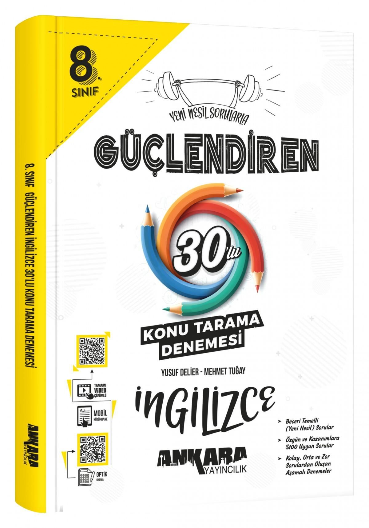 Ankara Yayıncılık 8. Sınıf İngilizce Güçlendiren 30 Konu Tarama Denemesi Ankara Yayıncılık