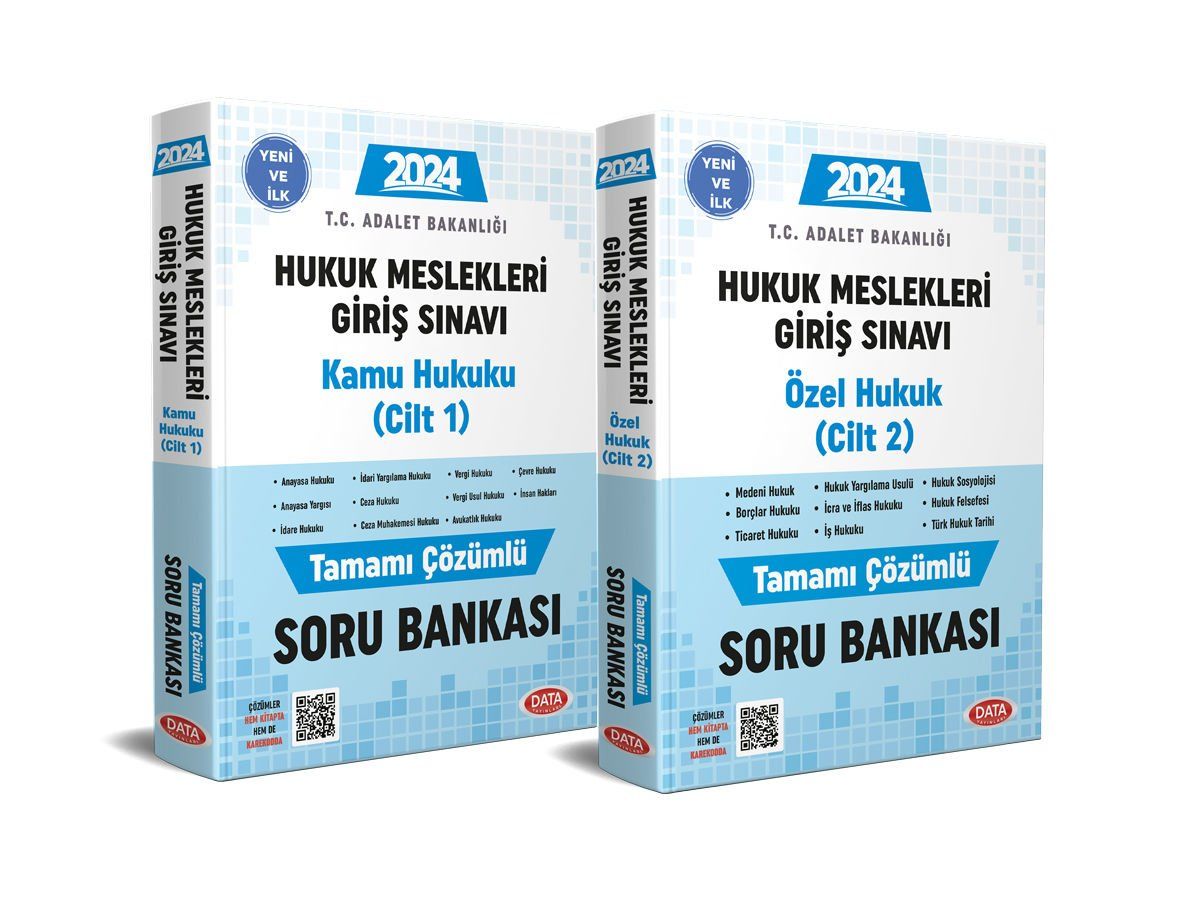 Data 2024 Hukuk Meslekleri Giriş Sınavına Hazırlık Tamamı Çözümlü Soru Bankası 1-2 Data Yayınları