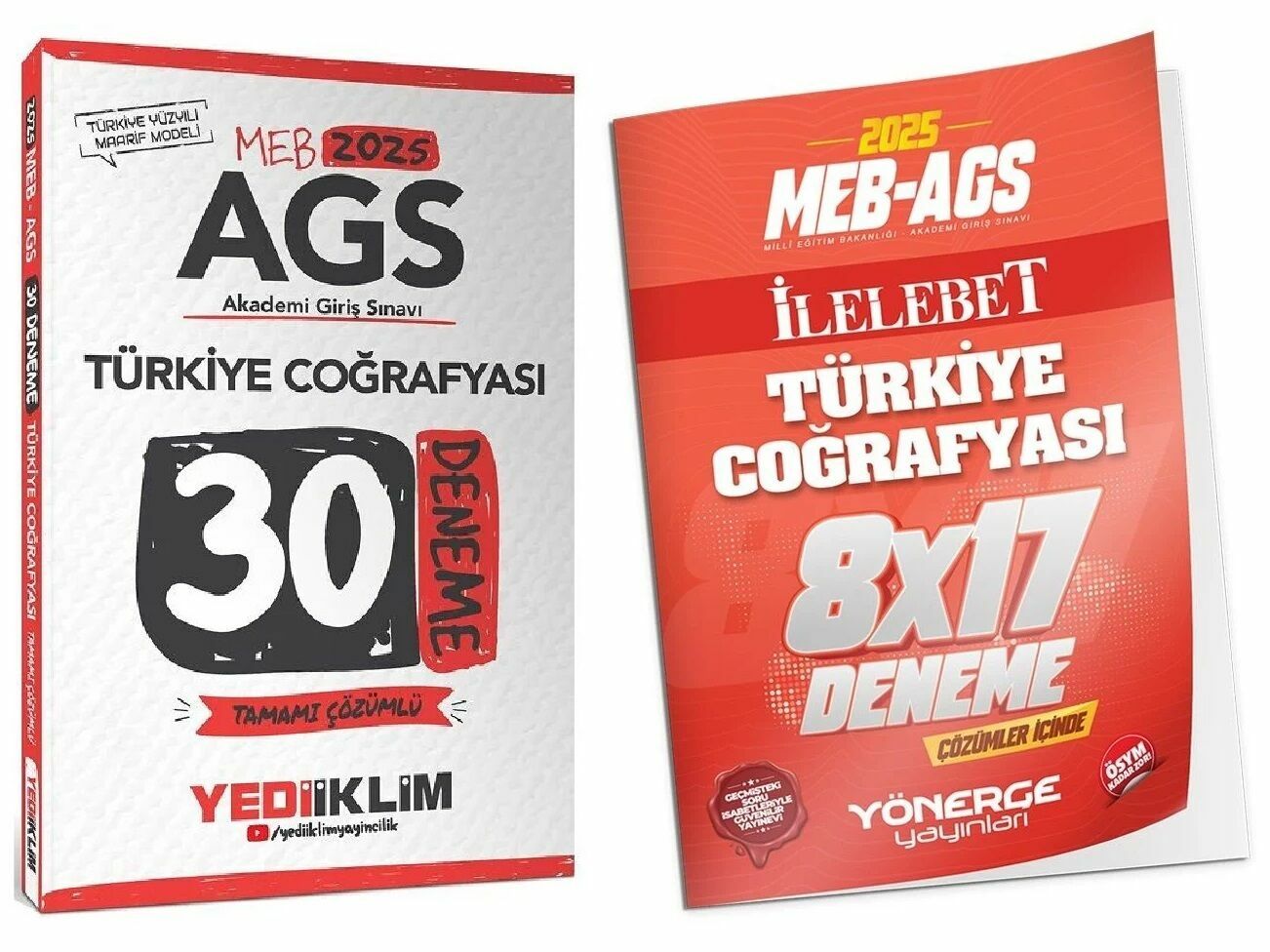 Yediiklim + Yönerge 2025 MEB-AGS Türkiye Coğrafyası 30+17 Deneme 2 li Set Yediiklim + Yönerge Yayınları