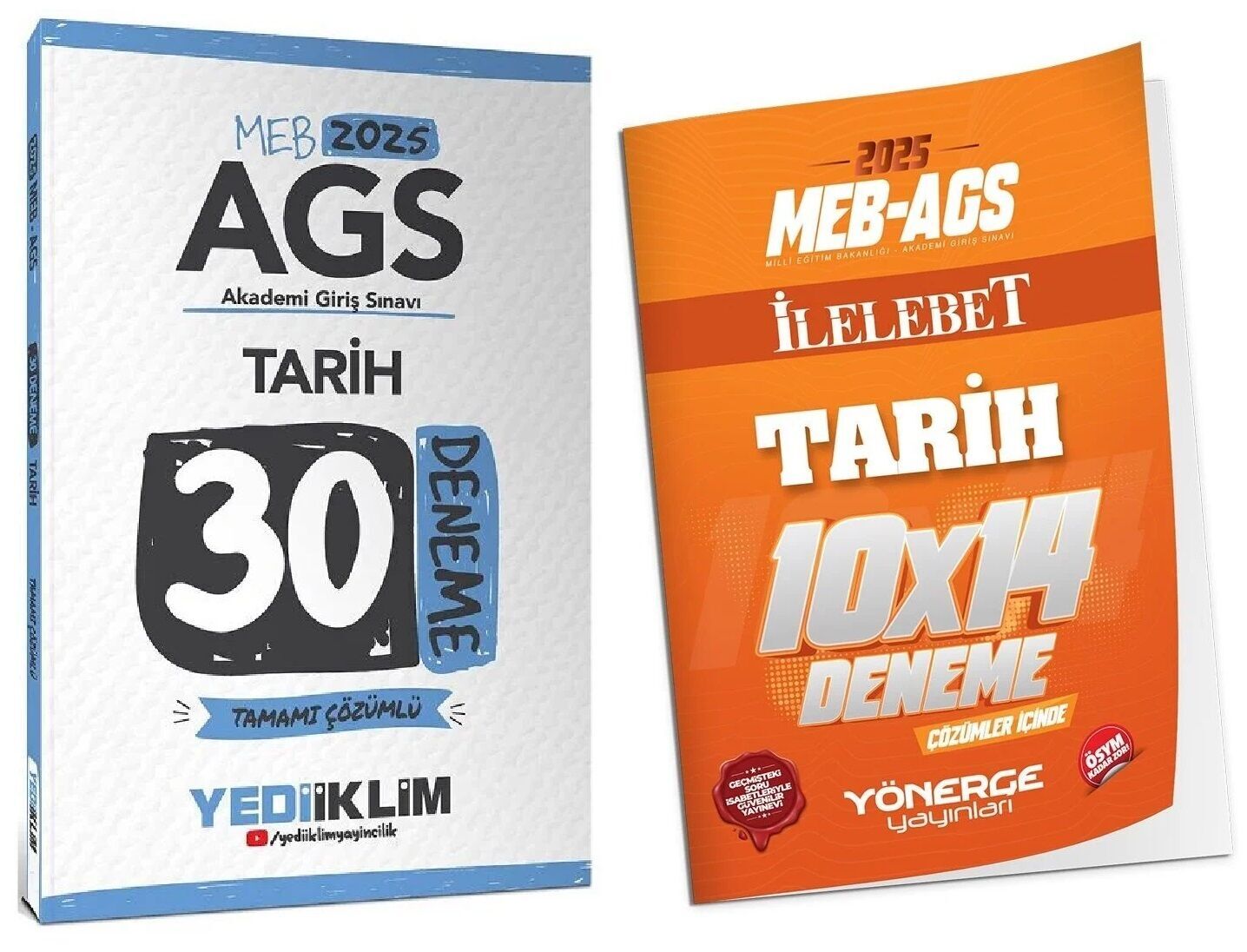 Yediiklim + Yönerge 2025 MEB-AGS Tarih 30+14 Deneme 2 li Set Yediiklim + Yönerge Yayınları