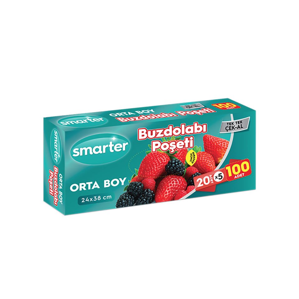 SMARTER Buzdolabı Poşeti Orta Boy 100 Adet ( 20 Adet X 5 )
