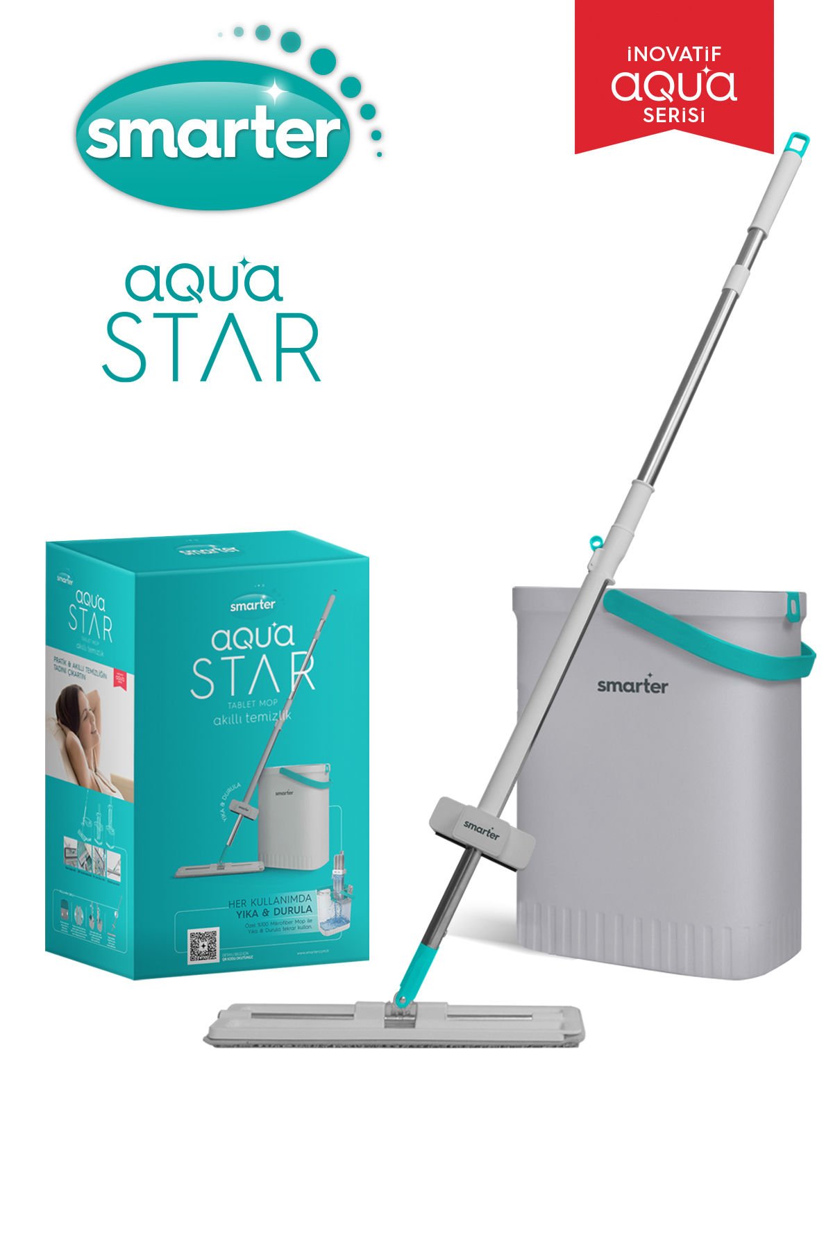 SMARTER Aqua Star Temizlik Seti Tablet Mop Paspas