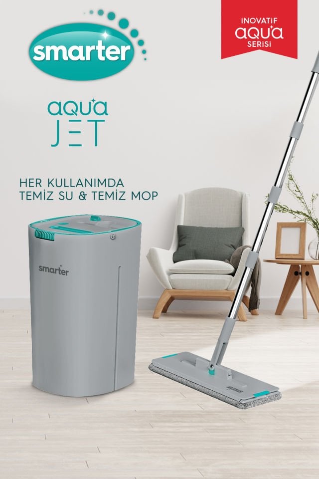 SMARTER Aqua Jet Temiz & Kirli Suyu Ayırma Özelliği Tablet Mop Temizlik Seti Paspas