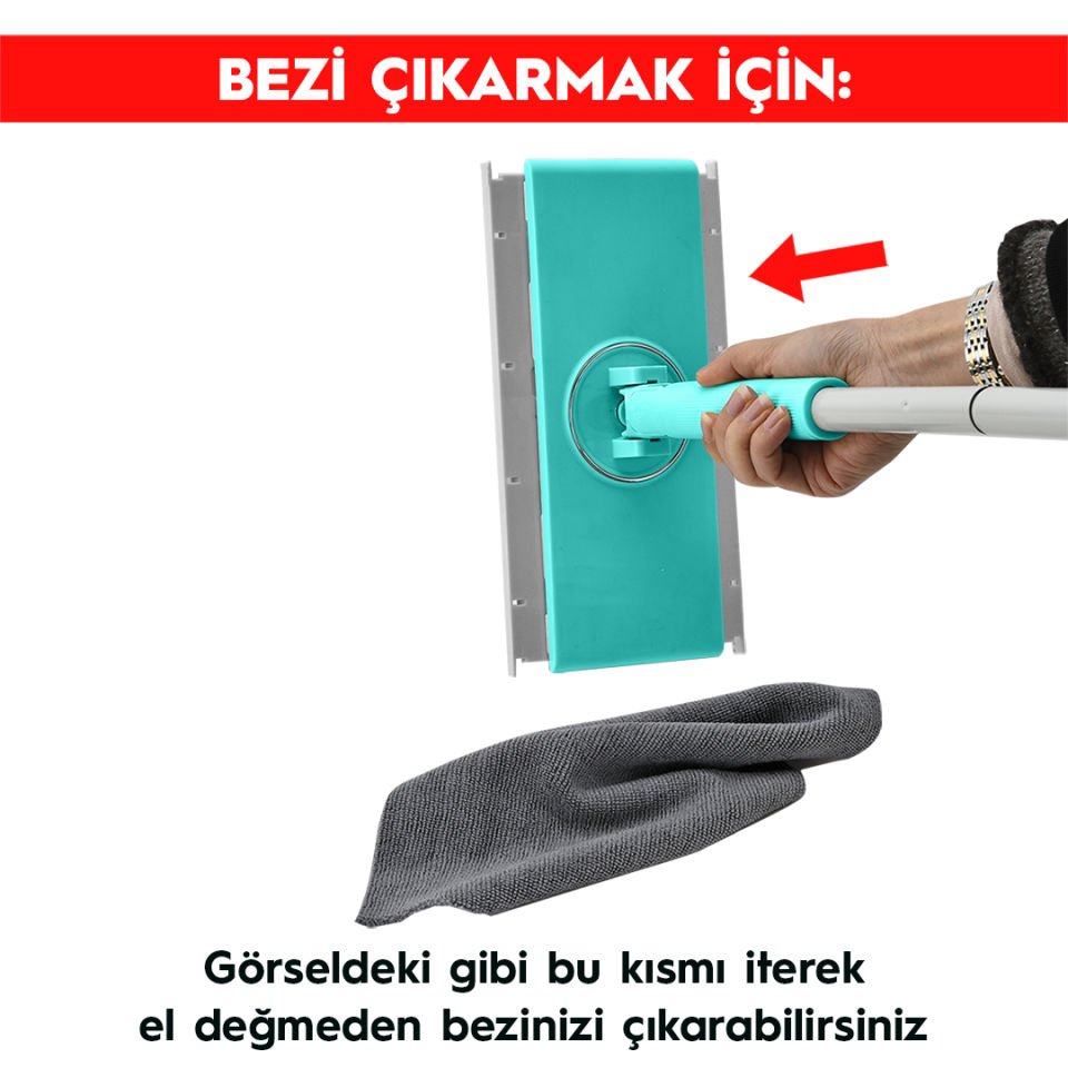 SMARTER Şip Şak Mop Otomatik El Değmeden Tüm Bezlerler Uyumlu Temizlik Seti Paspas