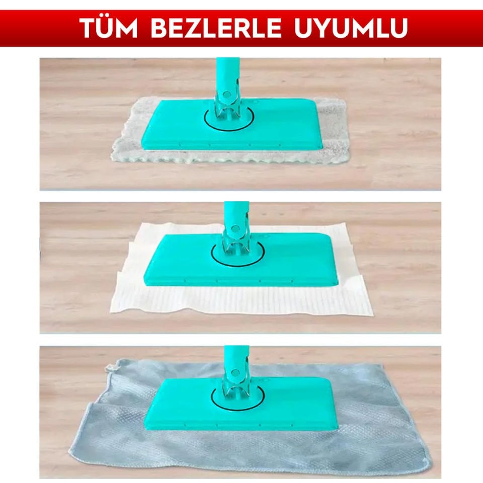 SMARTER Şip Şak Mop Otomatik El Değmeden Tüm Bezlerler Uyumlu Temizlik Seti Paspas