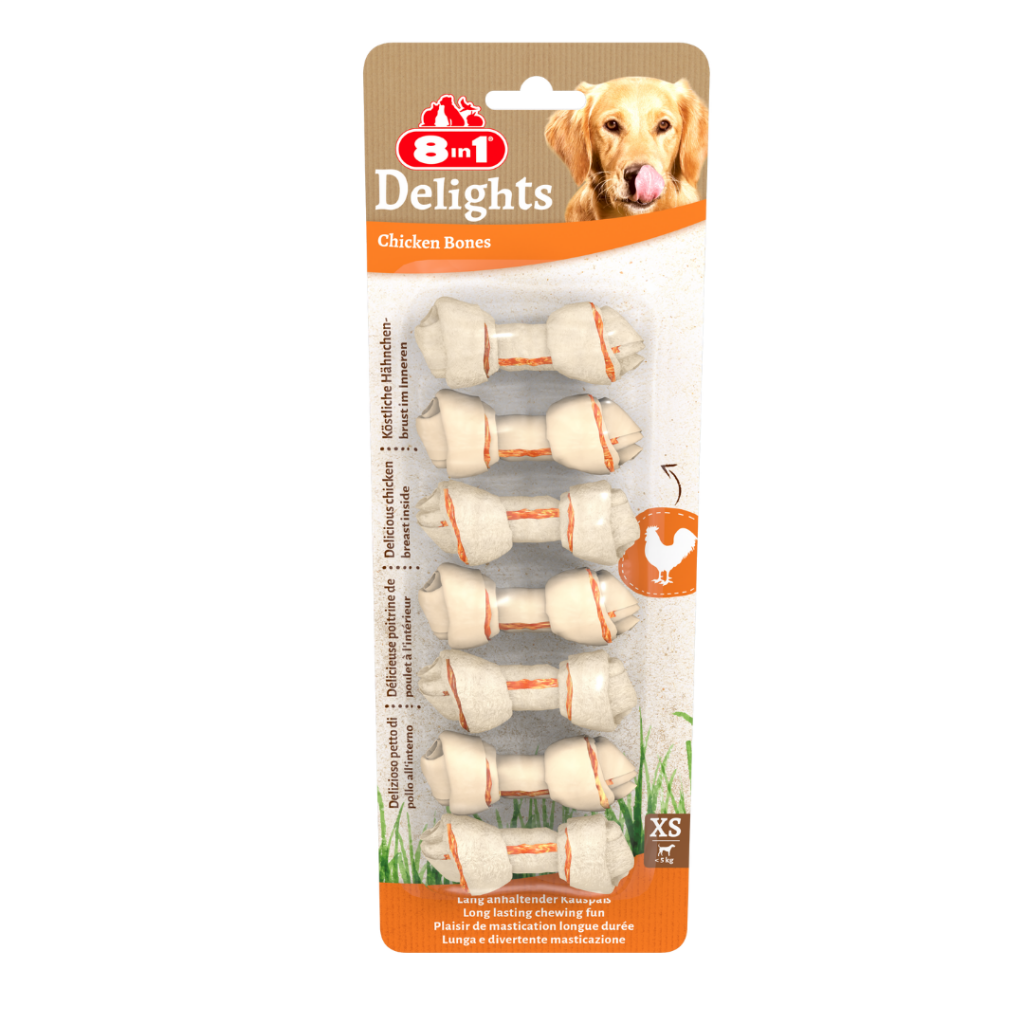 8in1 Delight Bones Tavuklu Ağız Bakım Kemiği Köpek Ödülü Xs 7 Li 84 Gr