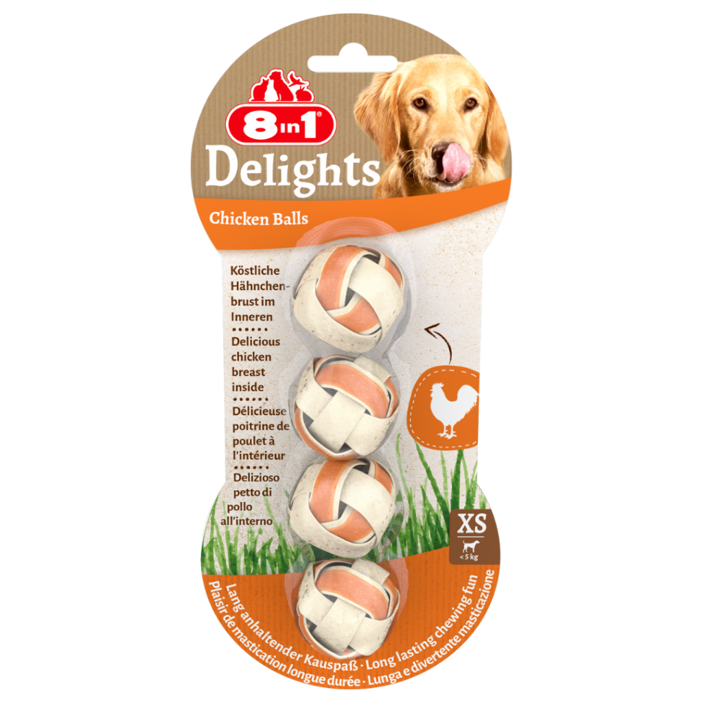 8in1 Delight Balls Tavuklu Ağız Bakım Topu Köpek Ödülü Small 36 Gr