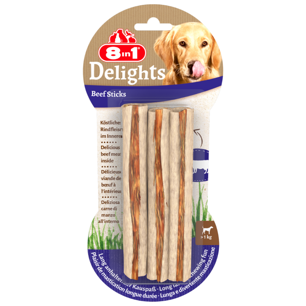 8in1 Delight Sticks Biftekli Ağız Bakım Kemiği Köpek Ödülü 3 Lü 75 Gr