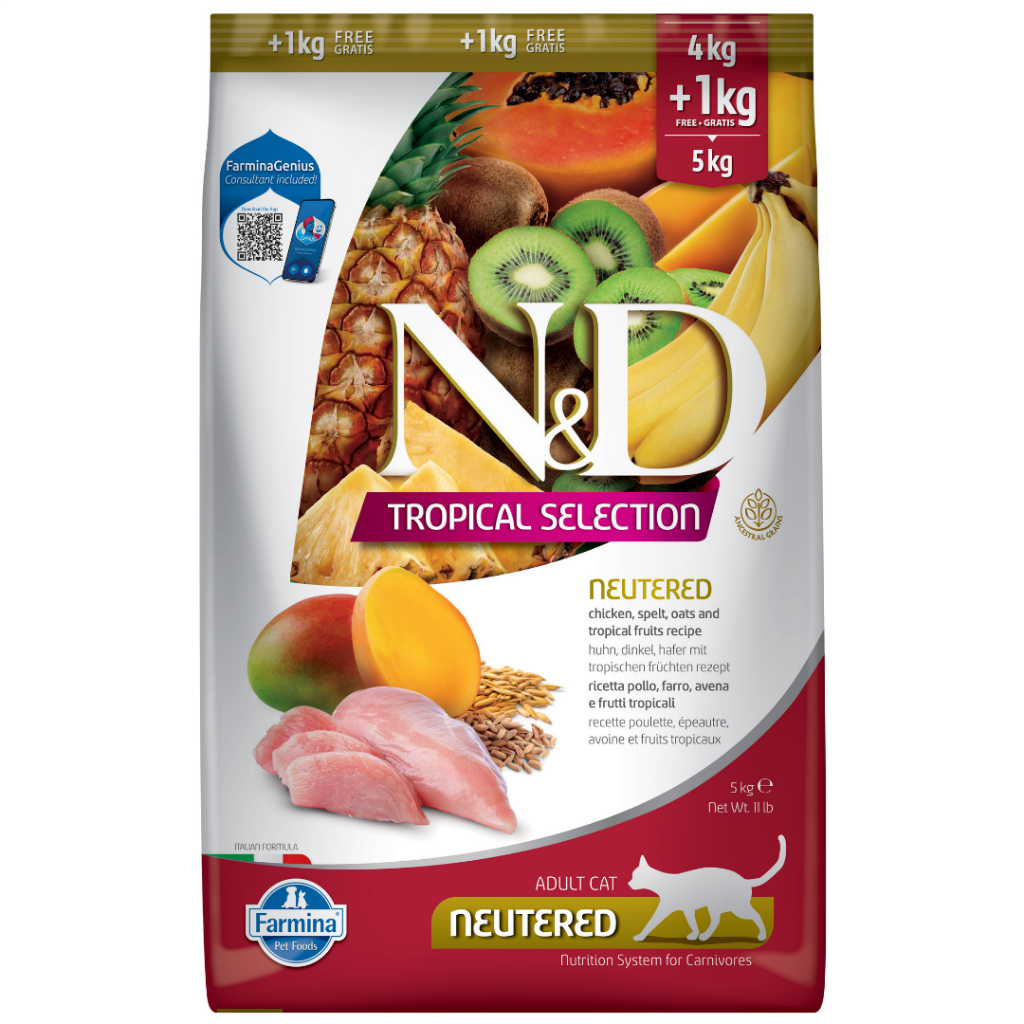 N&D Tropical Selection Sterilised Tavuklu Kısırlaştırılmış Kedi Maması 4+1 Kg