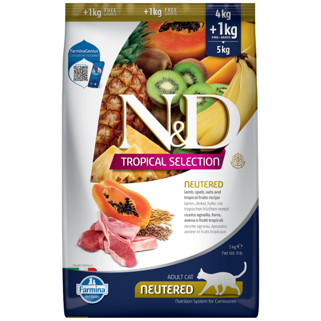 N&D Tropical Selection Sterilised Kuzu Etli Kısırlaştırılmış Kedi Maması 4+1 Kg