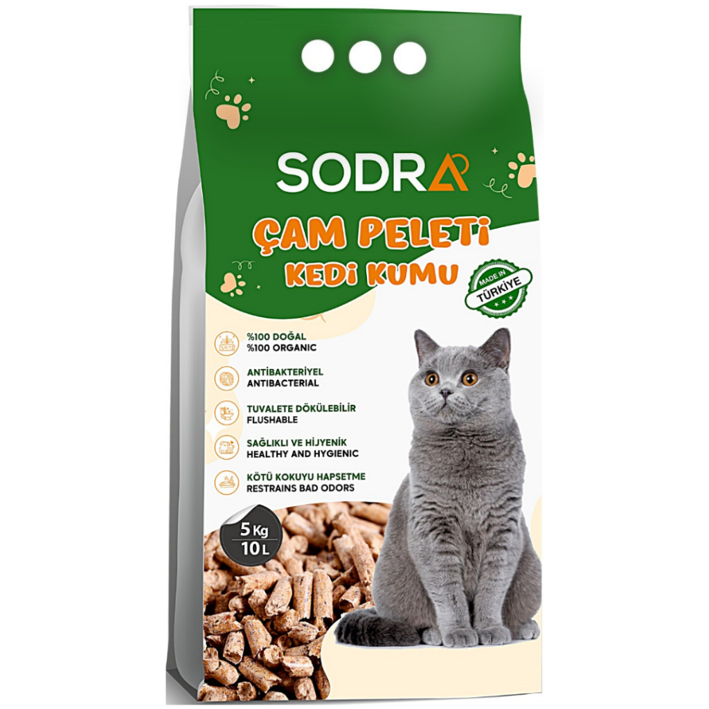 Sodra Çam Peleti Doğal Kedi Kumu 5 Kg (10 Litre)