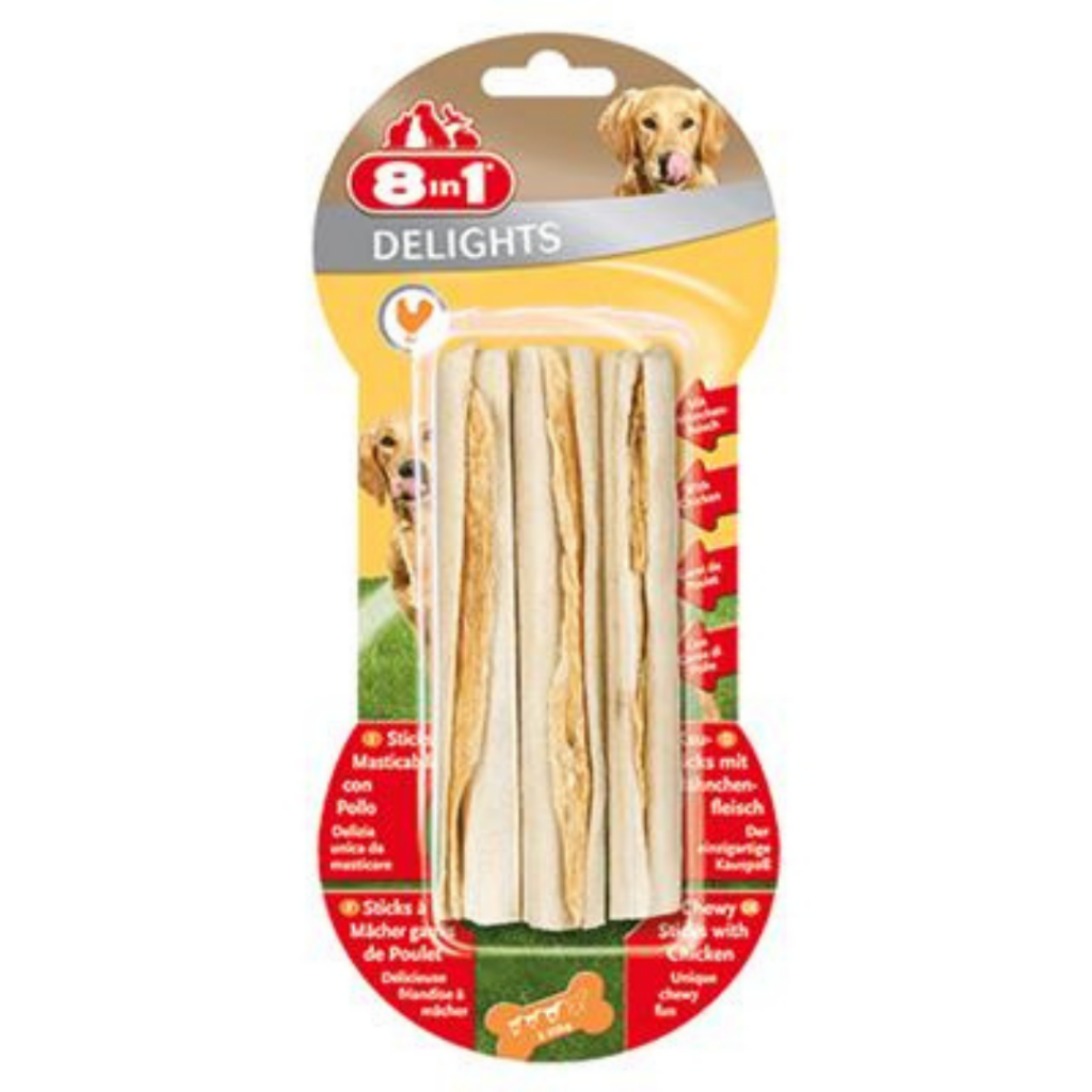 8in1 Delight Sticks Tavuklu Ağız Bakım Kemiği Köpek Ödülü 3 Lü 75 Gr