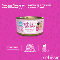 Schesir Baby Tavuklu ve Tavuk Karaciğerli Et Suyunda Yavru Kedi Konservesi 70 Gr