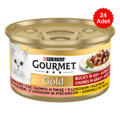 Gourmet Gold Somonlu Ve Tavuklu Kedi Konserve Maması 85 Gr 24 Adet