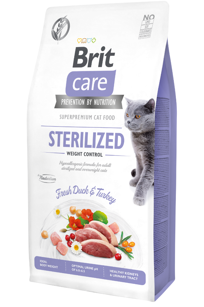 Brit Care Hypo Allergenic Kilo Kontrolü İçin Ördekli Tahılsız Kısırlaştırılmış Kedi Maması 7 Kg