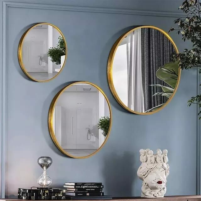 Yuvarlak Ayna Modeli Gold Sarı