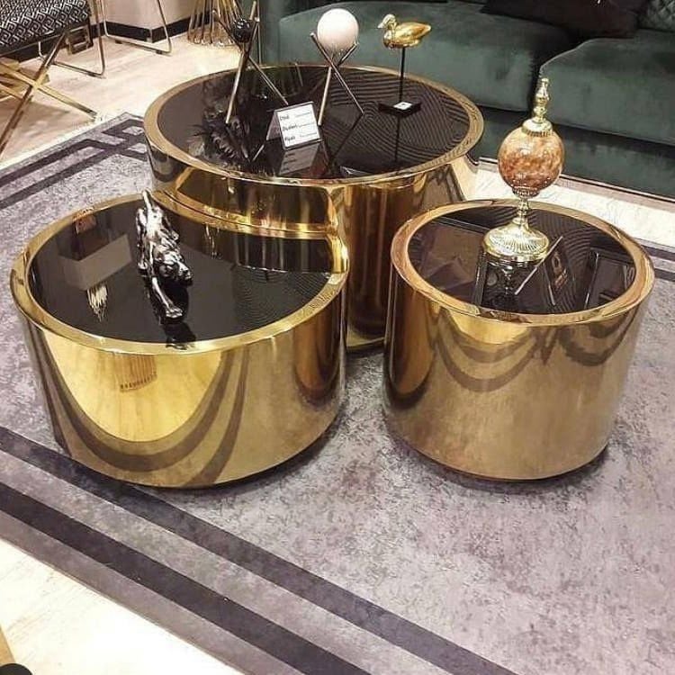 Orta Sehpa Gold Kaplama 3'lü