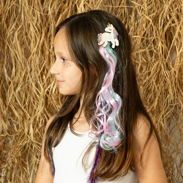 Unicorn Klipsli Mavi/Pembe Saç Tokası 35 cm
