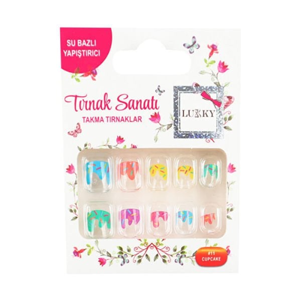 Cupcake Baskılı Yapışkanlı Takma Tırnak Seti