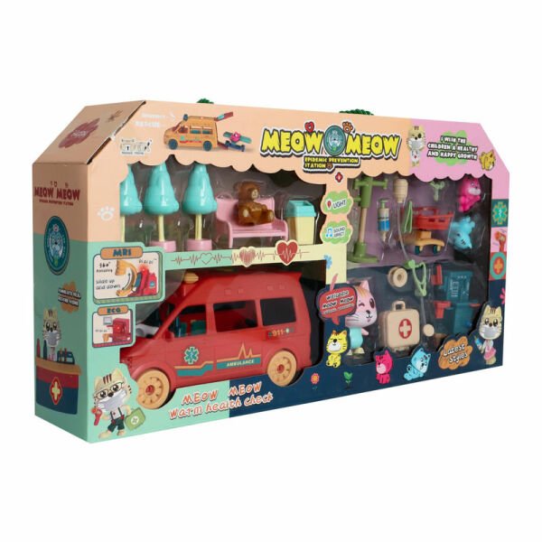 Meow Meow Sarı Sesli Işıklı Ambulans Oyun Seti Seri 2