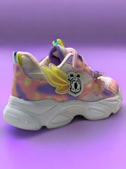 034 Ortopedik Kız Çocuk Beyaz-Lila Kelebekli Sneaker Pembe - 35