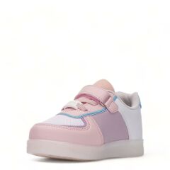 113 Bebek Işıklı Sneaker 25 - Pudra/Lila/Beyaz