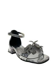 56 Kız Çocuk Topuklu Abiye Ayakkabı Gümüş Simli - 35