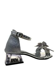 56 Kız Çocuk Topuklu Abiye Ayakkabı Gümüş Simli - 35