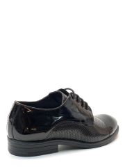 3021 Erkek Çocuk Siyah Rugan Baskılı Klasik Ayakkabı SİYAH RUGAN - 24