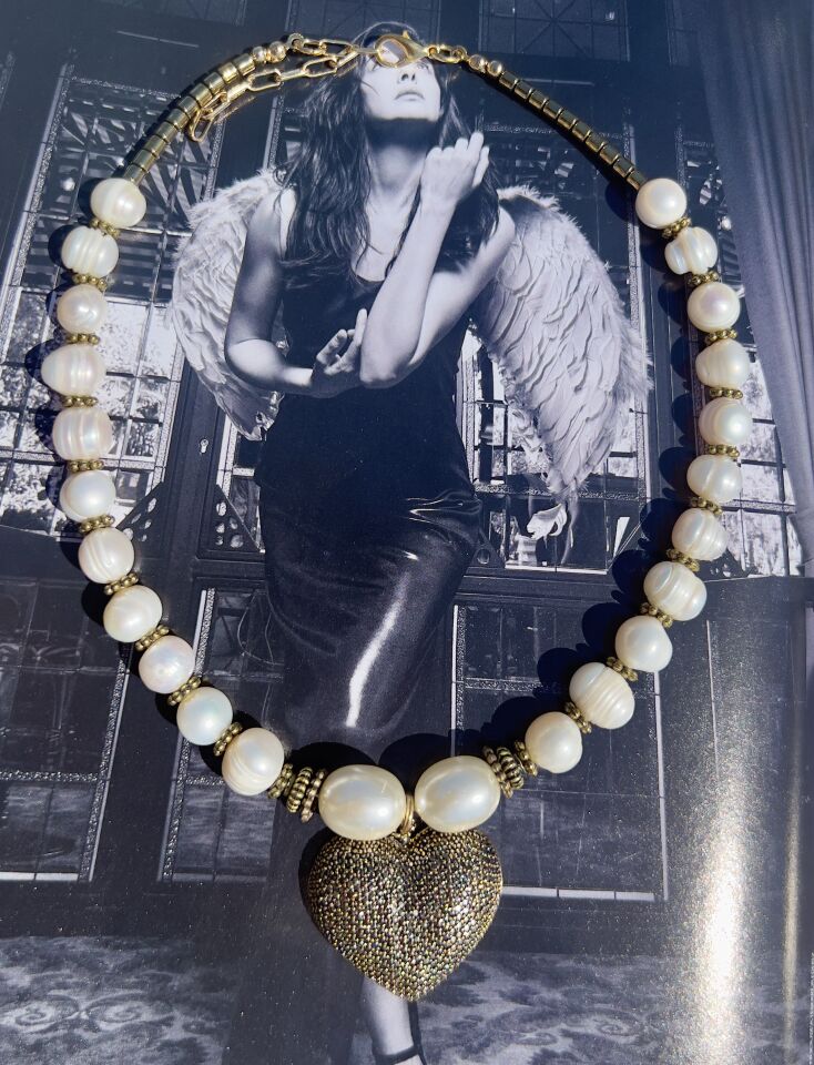 HEART WITH PEARLS NECKLACE